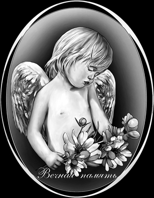 ангел в овале - картинки для гравировки
